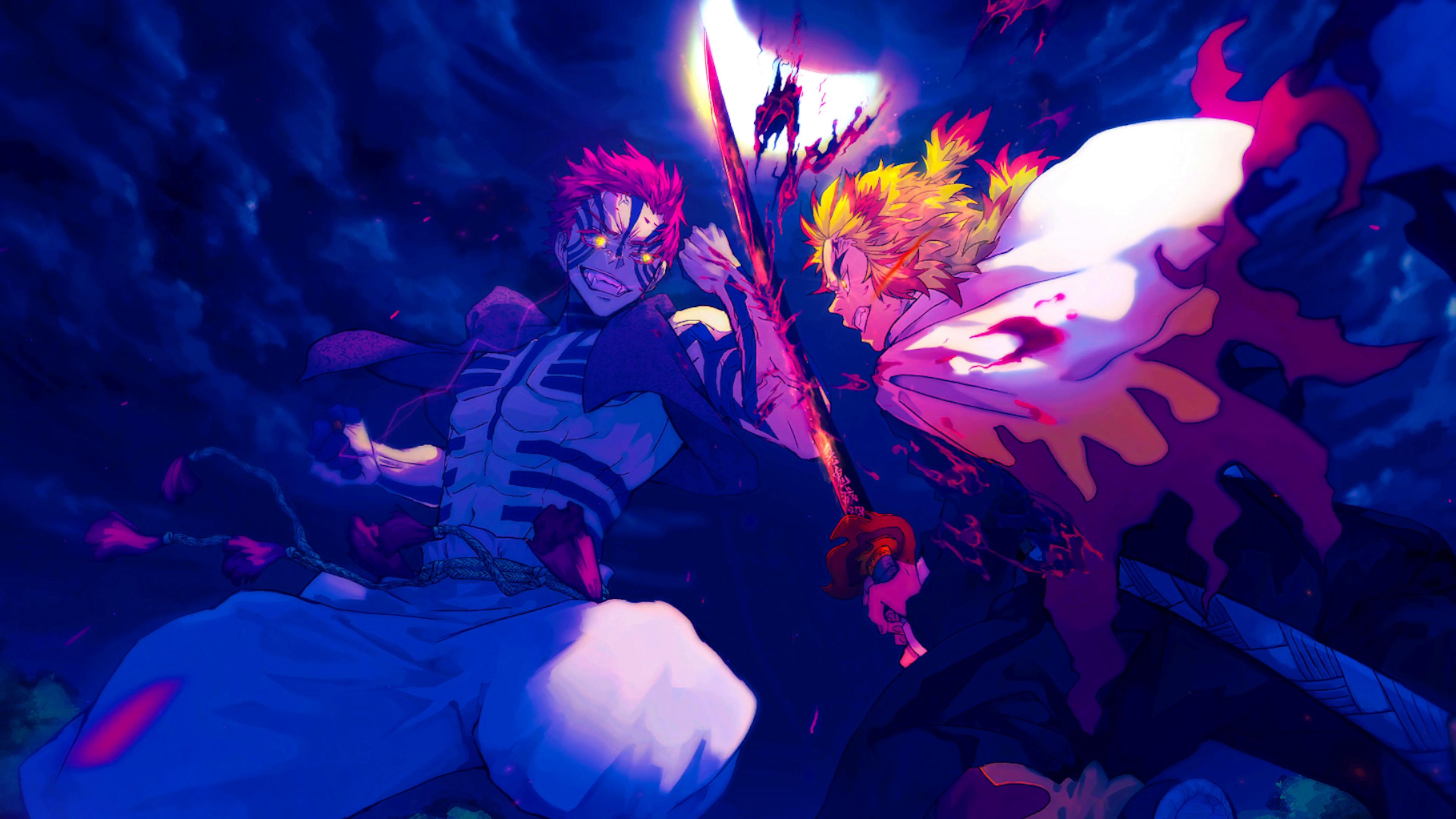 Rengoku Against Akaza Kimetsu No Yaiba Live Wallpaper