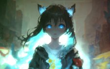 Anime cat girl with blue eyes