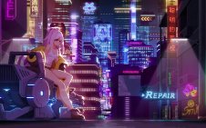 Emily in the cyberpunk city