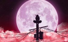 Itachi uchiha in front of the red moon