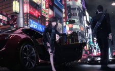 Anime Girl and red  Audi
