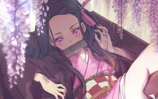 Nezuko Kamado under the Purple Wisteria