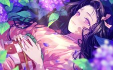 Nezuko in violet flowers (Kimetsu no Yaiba)