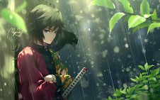 Giyu Tomioka with raven (Kimetsu no Yaiba)