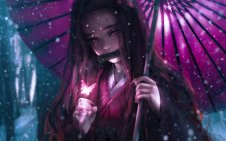 Nezuko Kamado holding umbrella