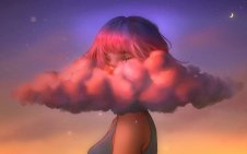 fantasy girl behind the cloud