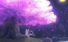 Pokemon near pink Sakura Tree