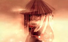 Itachi Uchiha ninja with Sharingan eyes