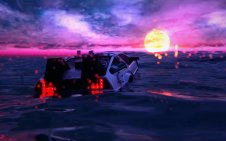 Car Drifting on Shore