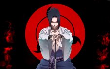 Sasuke Uchiha and Sharingan backdrop