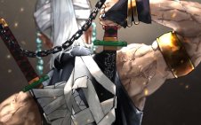 Tengen Uzui in a striking pose with swords