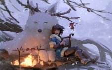 Girl with White Wolf