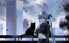 Hatsune Miku with cat