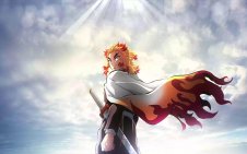 Kyojuro Rengoku near blue sky