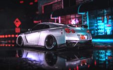 NISSAN GTR On a rainy night