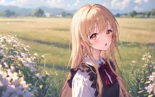 Anime Girl Among Daisies