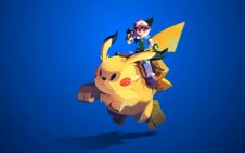 Satoshi Riding Pikachu