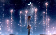 Anime Girl near Starry Sky