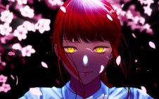 Makima in sakura leaves