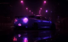 Nissan Skyline R34 GT-R at Night city