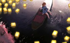 Lantern Glow on Sakura Waters