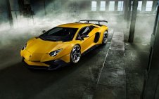 Parked YELLOW LAMBORGHINI AVENTADOR