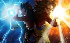 Goku And Vegeta With Powerful Lightning Energies