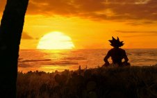 Goku Meditating While Facing The Sunset