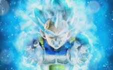 Vegeta With Magical Blue Sparkles and smoke