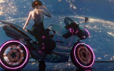 girl on neon Motorcycle