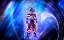 Goku in space with Lightning Bolts around
