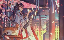 Kimono Girl and Cat