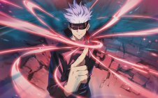 Gojo  showing A Purple hollow gestures by His Palm (Jujutsu Kaisen)