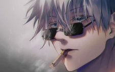 Satoru smoking