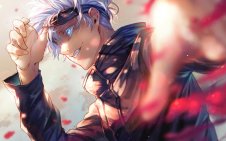 Smiling Satoru Gojo with blue eyes (Jujutsu Kaisen)