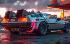 DMC DeLorean in rain