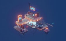 Gas station in cyberpunk