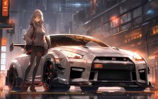 Anime Girl and Sportcar