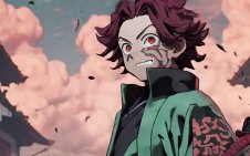 Tanjiro in Japanese village