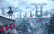 samurai girl on roof