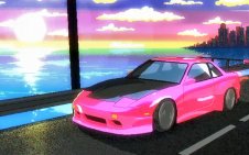 retrowave pink car