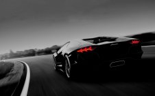 Black Lamborgini in the rain