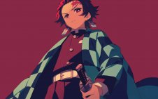 Tanjiro blinking eyes