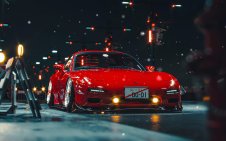 Red MAZDA RX7 parked
