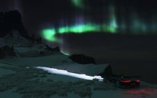 Bugatti Divo on the beach at night