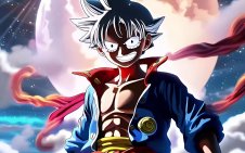 Luffy in front of moon