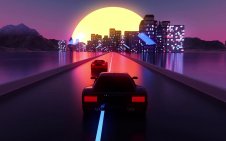 Synthwave Car on neon track