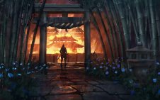 Hirata Estate in flames (Sekiro)