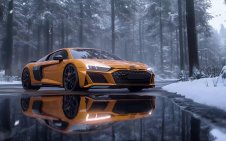 yellow Audi R8 on road