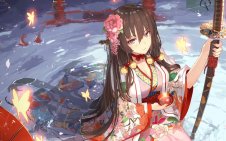 Stunning Anime Girl with falling petals of flowers